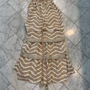 Ramy Brook Tan and Cream Maxi Bubble Coverup